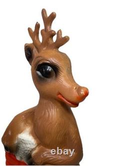 Vintage Rudolph Red Nose Reindeer plastic blow mold Christmas decoration 14