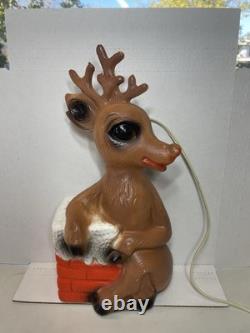 Vintage Rudolph Red Nose Reindeer plastic blow mold Christmas decoration 14