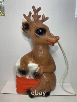 Vintage Rudolph Red Nose Reindeer plastic blow mold Christmas decoration 14