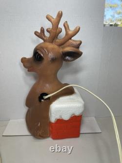 Vintage Rudolph Red Nose Reindeer plastic blow mold Christmas decoration 14