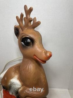 Vintage Rudolph Red Nose Reindeer plastic blow mold Christmas decoration 14