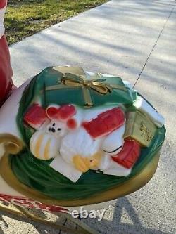 Vintage Santa Claus in Sleigh Lighted Christmas Blow Mold 37x36 Local Iowa