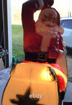 Vintage Santa Claus in Sleigh Lighted Christmas Blow Mold 37x36 Local Pickup