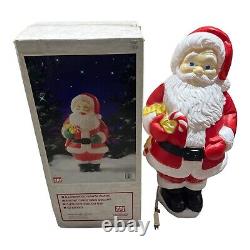 Vintage Santa Claus with Candy Cane Lighted Christmas Blow Mold with Original Box