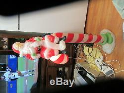Vintage Santa's Best Blow Mold Candy Cane with Santa on Top RARE FIND 49 Tall