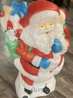 Vintage Santa's Best Santa 42 Blow Mold with Green Toy Sac