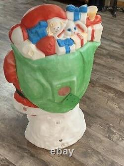 Vintage Santa's Best Santa 42 Blow Mold with Green Toy Sac