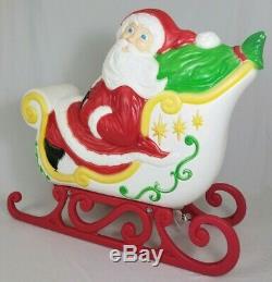 Vintage Santa with Christmas Sleigh Blow Mold Lighted Yard Decor