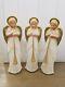 Vintage Set Of 3 Blow Mold Angels W Trumpets 34 Tall Christmas