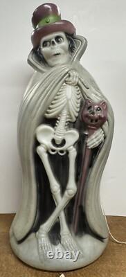 Vintage Skeleton Blow Mold Halloween Don Featherstone Cape Top Hat 33 Inch