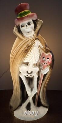 Vintage Skeleton Blow Mold Halloween Don Featherstone Cape Top Hat 33 Inch