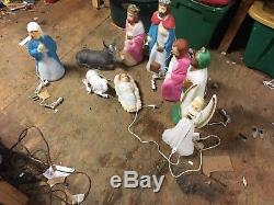 Vintage Small Empire Lighted Nativity Blow Mold Set 9 peices