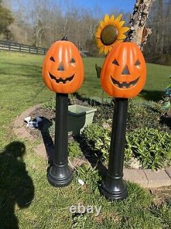 Vintage TPI 1991 Halloween Jack-O-Lantern Pumpkin Black Post Blow Mold 44 PAIR