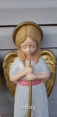 Vintage TPI Angel Choir Trumpet Horn Nativity Plastic Blow Mold Christmas Set 3