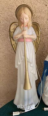 Vintage TPI Angel Choir With Horn Nativity Lit Blow Mold Christmas Holiday 34