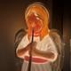 Vintage Tpi Lighted Blow Mold Angel With Gold Horn Christmas Nativity 34 Htf