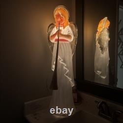 Vintage TPI Lighted Blow Mold Angel with Gold Horn Christmas Nativity 34 HTF Vintage TPI Lighted Blow Mold Angel with Gold Horn Christmas Nativity 34 HTF