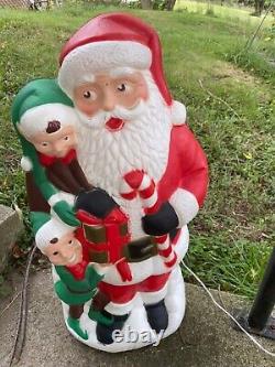 Vintage TPI Santa Blow With Elves Blow Mold 31Yard Light Christmas RARE! EC