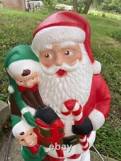 Vintage TPI Santa Blow With Elves Blow Mold 31Yard Light Christmas RARE! EC