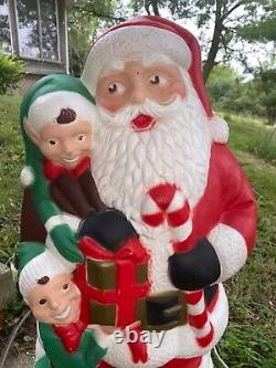 Vintage TPI Santa Blow With Elves Blow Mold 31Yard Light Christmas RARE! EC