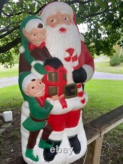 Vintage TPI Santa Blow With Elves Blow Mold 31Yard Light Christmas RARE! EC