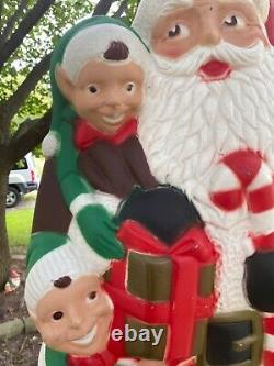 Vintage TPI Santa Blow With Elves Blow Mold 31Yard Light Christmas RARE! EC