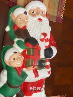 Vintage TPI Santa Blow With Elves Blow Mold 31Yard Light Christmas RARE! EC