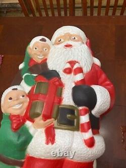 Vintage TPI Santa Blow With Elves Blow Mold 31Yard Light Christmas RARE! EC