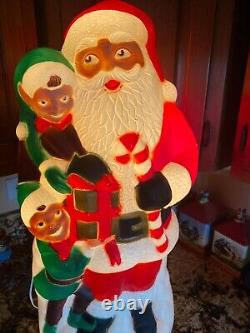 Vintage TPI Santa Blow With Elves Blow Mold 31Yard Light Christmas RARE! EC