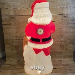 Vintage TPI Santa Claus With Reindeer Christmas Blow Mold Yard Decoration 40