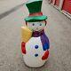 Vintage Tpi Snowman Blow Mold Withbroom Scarf & Tall Green Hat 41 Tall