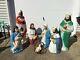 Vintage Tall Blow Mold Light Up Nativity Christmas Set Outdoor