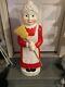 Vintage Union Mrs. Santa Claus With Broom Blow Mold Lighted Christmas Decor