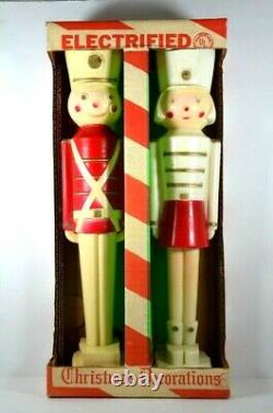 Vintage Union Products Christmas Blow Mold Nutcracker TY Soldier Boy&Girl 16.5