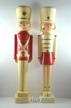 Vintage Union Products Christmas Blow Mold Nutcracker TY Soldier Boy&Girl 16.5