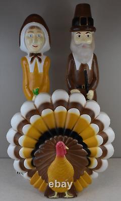 Vintage Union Products Don Featherstone Thanksgiving Blow Molds Turkey Pilgrims