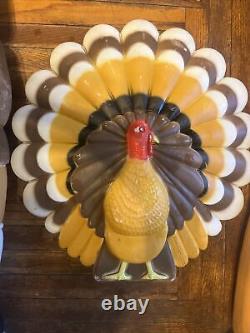 Vintage Union Products Don Featherstone Thanksgiving Blow Molds Turkey Pilgrims