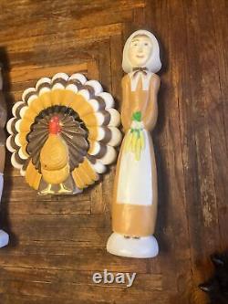 Vintage Union Products Don Featherstone Thanksgiving Blow Molds Turkey Pilgrims