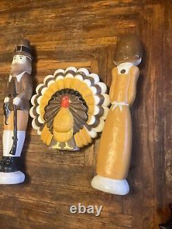 Vintage Union Products Don Featherstone Thanksgiving Blow Molds Turkey Pilgrims