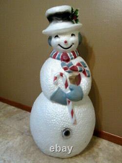 Vintage Union Products Lighted Dimpled Snowman Blow Mold 40Tall Rare