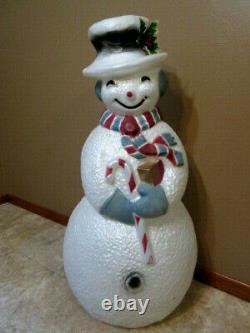 Vintage Union Products Lighted Dimpled Snowman Blow Mold 40Tall Rare