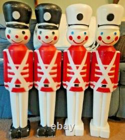 Vintage Union Soldiers Nutcracker Christmas Blow Mold Light Yard Decor Lot Of 4