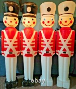 Vintage Union Soldiers Nutcracker Christmas Blow Mold Light Yard Decor Lot Of 4