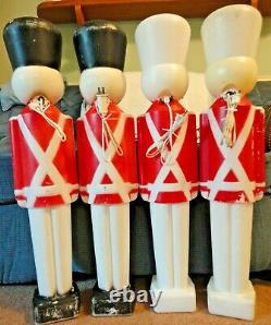 Vintage Union Soldiers Nutcracker Christmas Blow Mold Light Yard Decor Lot Of 4