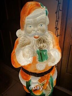 Vintage Whispering SANTA CLAUS 46 Christmas Gifts Lighted Blow Mold Yard Decor