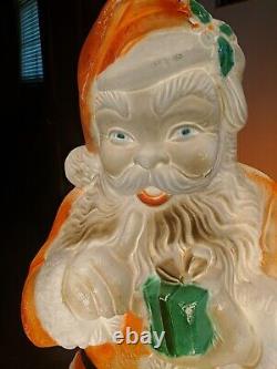 Vintage Whispering SANTA CLAUS 46 Christmas Gifts Lighted Blow Mold Yard Decor