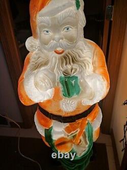 Vintage Whispering SANTA CLAUS 46 Christmas Gifts Lighted Blow Mold Yard Decor