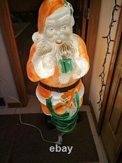 Vintage Whispering SANTA CLAUS 46 Christmas Gifts Lighted Blow Mold Yard Decor