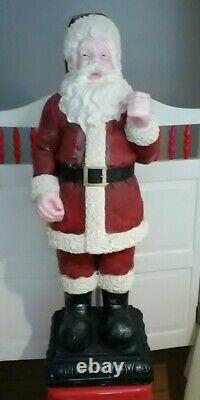 Vintage Yard Size Santa Clause Statue Chalkware 39 Inch LARGE Santa Statue