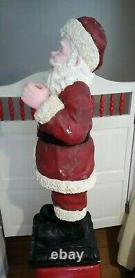 Vintage Yard Size Santa Clause Statue Chalkware 39 Inch LARGE Santa Statue